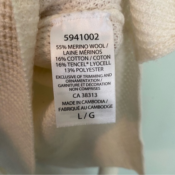 Kersh Cream Crew Neck Sweater with Ribbed Detailing merino wool blend. - Picture 4 of 6